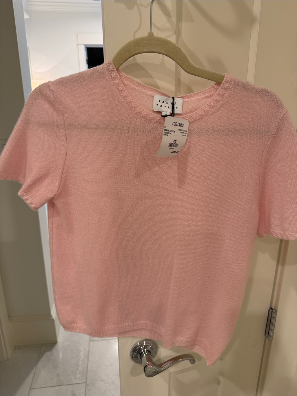 Tanya Taylor Blush Pink Short-Sleeve Knit Tee